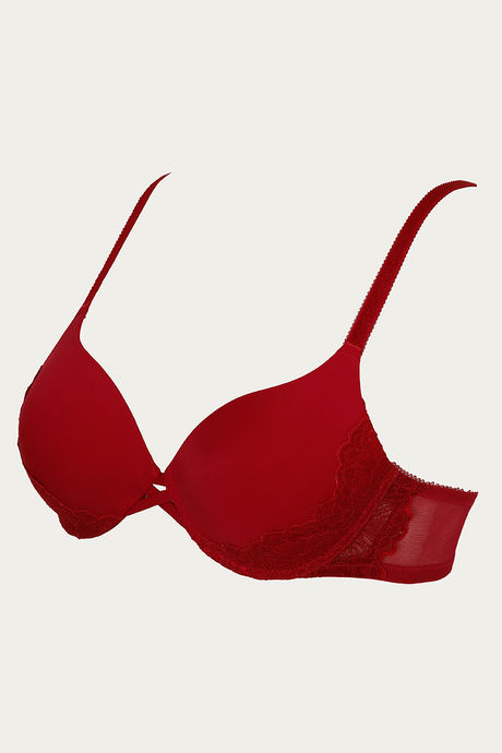 Zivame Luxe Lace Push-Up Wired Medium Coverage T-Shirt Bra - Cerise — image 8