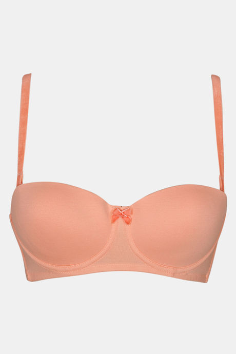 

Zivame Velvet Straps Padded Underwired Strapless Bra Peach, Pinks