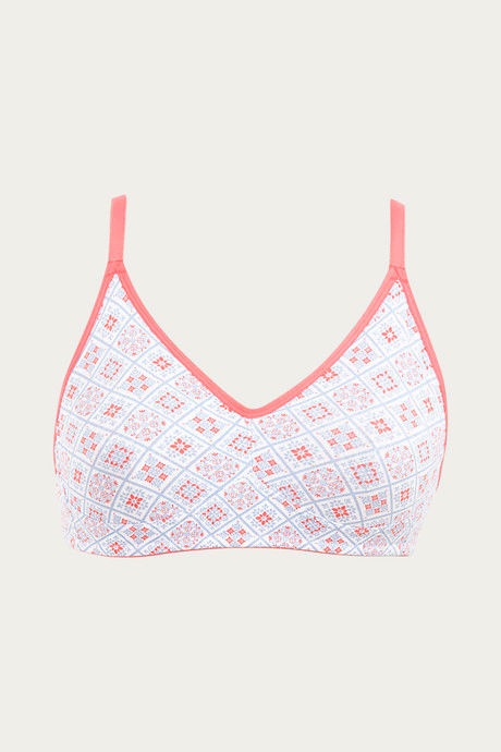 

Rosaline Double Layered Wirefree Comfort Backless Bra White N Print, Whites