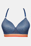 Zivame Urban Leisure Padded Non Wired 3/4th Coverage T-Shirt Bra - Navy Peony — thumbnail 5