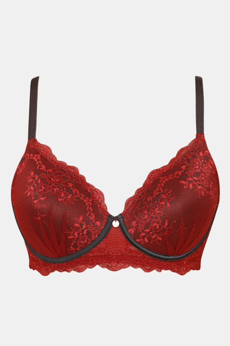 Zivame Sensual Stir Padded Non Wired 3/4th Coverage Lace Bra - Merlot — image 5