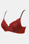 Zivame Sensual Stir Padded Wired Medium Coverage Lace Bra - Merlot — thumbnail 7