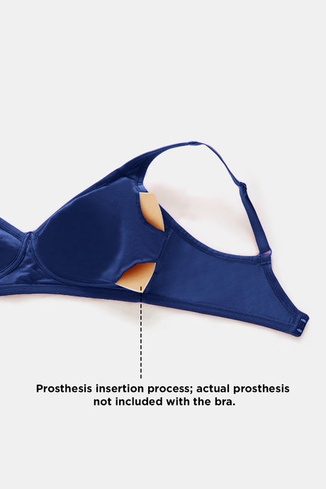 Zivame Double Layered Non Wired Full Coverage Post Breast Surgery Bra - Blue Depth — image 6