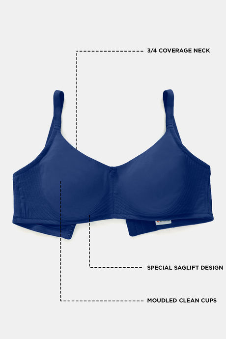 Zivame True Curv Double Layered Non Wired 3/4th Coverage Sag Lift Bra - Navy Peony — image 7