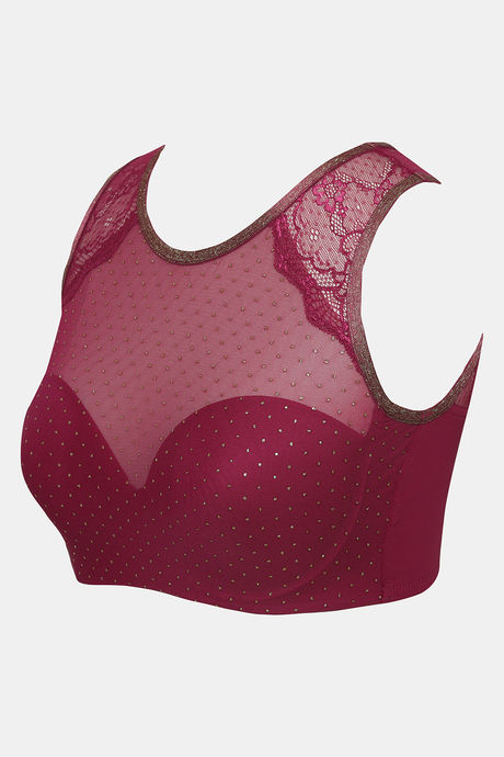 Zivame Ornate Glitz Padded Wired 3/4th Coverage Bra - Wine — image 7