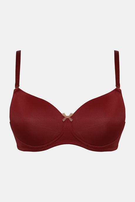 Zivame Damask Padded Non Wired 3/4th Coverage T-Shirt Bra - Merlot — image 5
