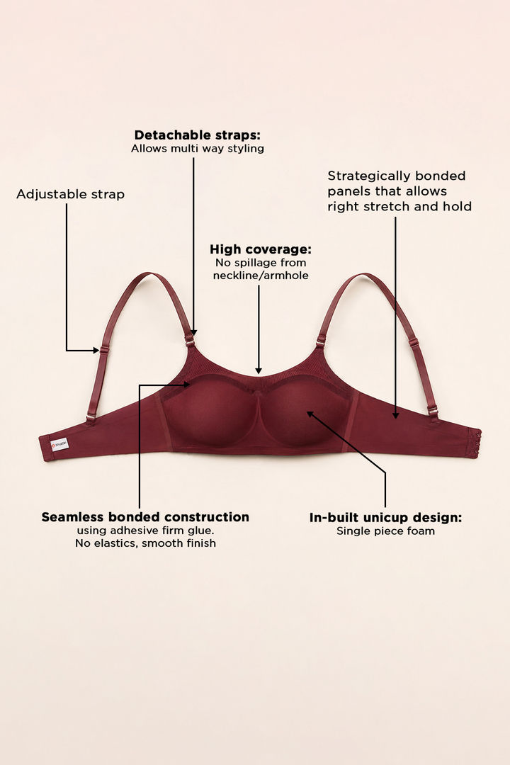 Zivame Miracle Padded Non Wired Full Coverage T-Shirt Bra - Elderberry — image 8