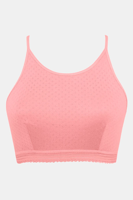Zivame Pointelle Double Layered Non Wired Full Coverage Bralette - Salmon Rose — image 5