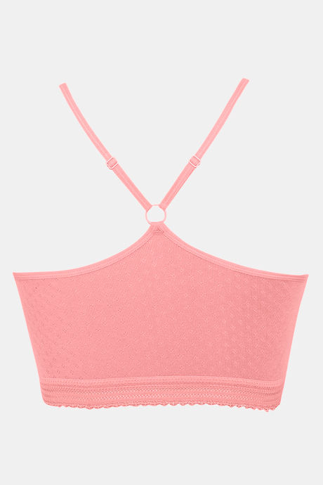Zivame Pointelle Double Layered Non Wired Full Coverage Bralette - Salmon Rose — image 6