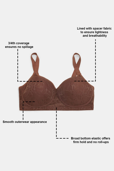 Zivame True Curv Lightly Lined Padded Non Wired Full Coverage Super Support Spacer Bra - Nutmeg — image 6