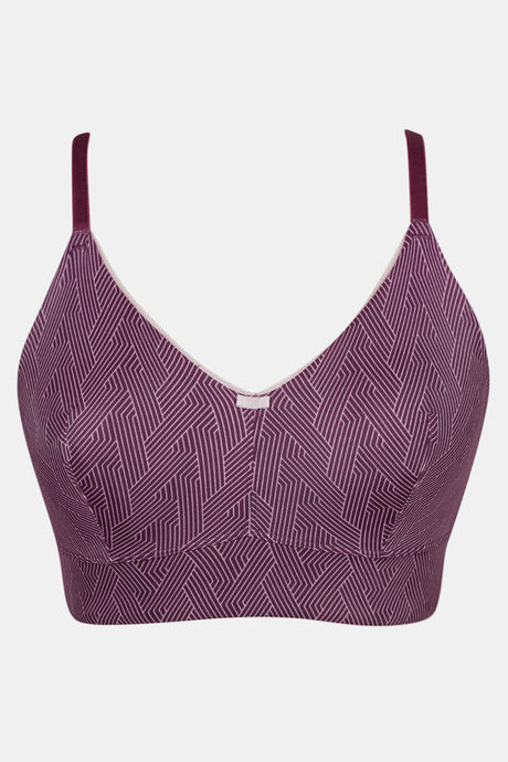 Zivame Knotty Double Layered Non Wired 3/4Th Coverage Slip-On Bra - Blackberry Wine — image 5