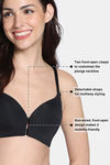 Zivame Padded Non Wired 3/4Th Coverage Front Open T-Shirt Bra - Anthracite — thumbnail 6