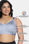 Zivame True Curv Single Layered Non Wired Full Coverage 360 Minimiser Bra - Blue — thumbnail 5