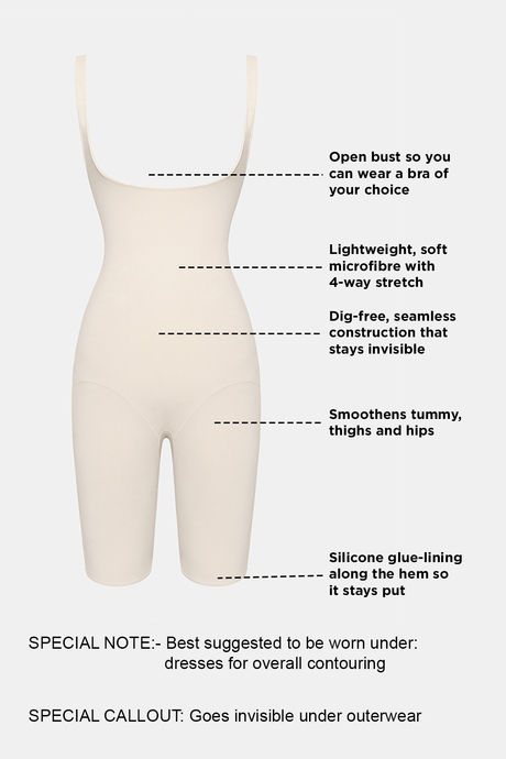 Zivame All Day Light Weight Shaping Bodysuit With Legs - Oyster White — image 15