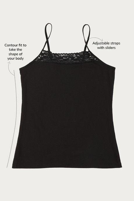 

Zivame Square Neck Camisole Black, Blacks