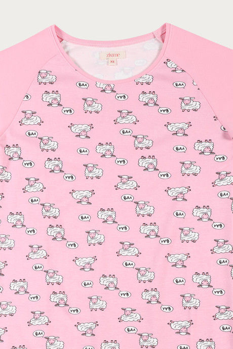 Zivame Crazy Sheep Cotton Short Length Nightdress - Pink — image 8