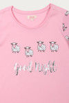 Zivame Crazy Sheep Knit Cotton Pyjama Set- Pink N Print — thumbnail 9