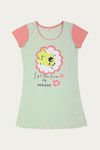 Zivame Love Bugs Knit Cotton Mid Length Nightdress- Green — thumbnail 6