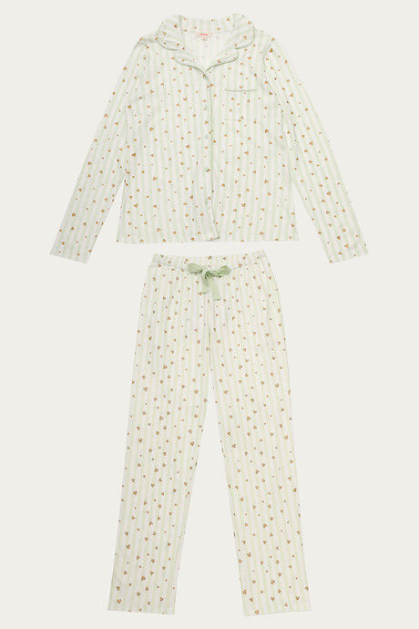 

Zivame Happy Go Sleepy Top N Pyjama Set Green N Print, Greens