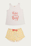 Zivame Happy-Go Knit Cotton Shorts Set - Yellow N Print — thumbnail 6