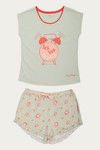 Zivame Knit Cotton Shorts Set - Green N Print — thumbnail 7