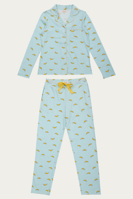 

Zivame Lazy Days Top N Pyjama Set Blue N Print, Blues