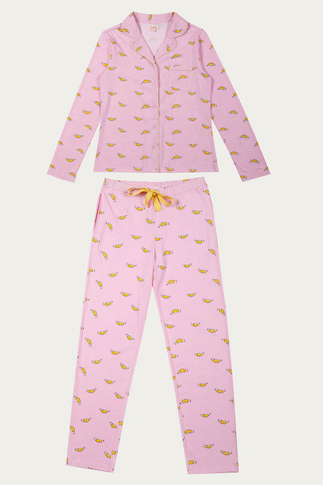 

Zivame Lazy Days Top N Pyjama Set Pink N Print, Pinks