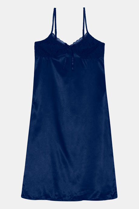 Zivame Satin Chic Knee Length Nightdress - Navy — image 6