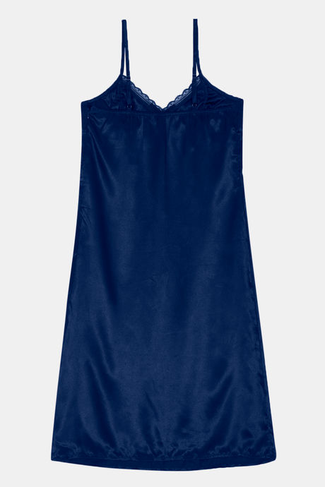 Zivame Satin Chic Knee Length Nightdress - Navy — image 7