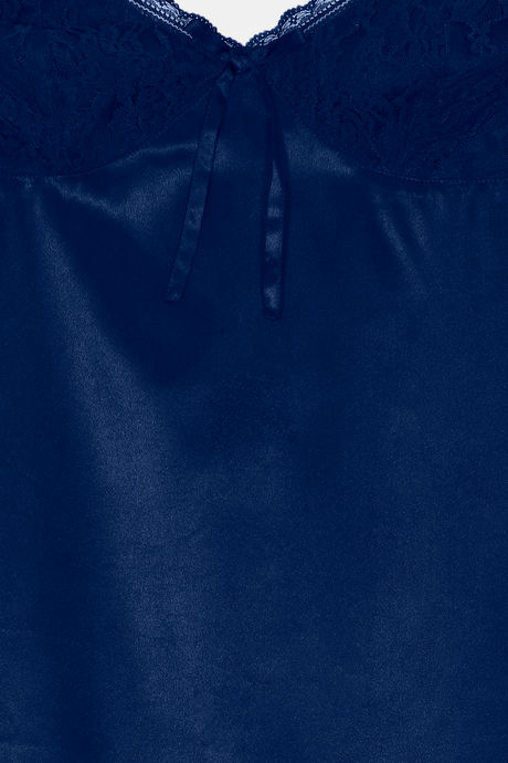 Zivame Satin Chic Knee Length Nightdress - Navy — image 8