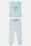 Zivame Sea Life Knit Cotton Pyjama Set- Blue N Print — thumbnail 6