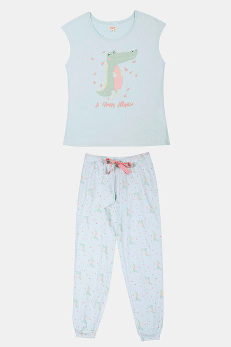 

Zivame Sea Life Top N Pyjama Set Blue N Print, Blues