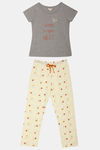 Zivame Hen Party Knit Cotton Pyjama Set - Yellow N Print — thumbnail 6