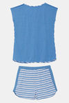 Zivame Varsity Knit Cotton Blend Shorts Set - Blue Stripes — thumbnail 6