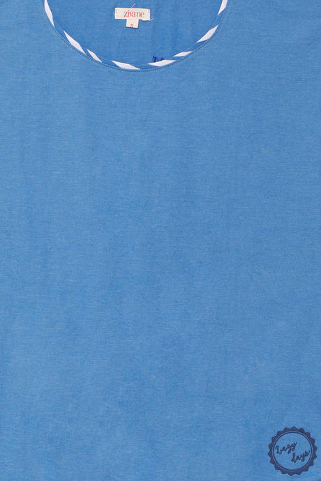 Zivame Varsity Knit Cotton Blend Shorts Set - Blue Stripes — image 7