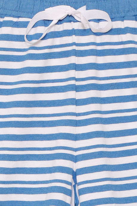 Zivame Varsity Knit Cotton Blend Shorts Set - Blue Stripes — image 8