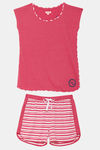 Zivame Varsity Knit Cotton Blend Shorts Set - Pink Stripes — thumbnail 5