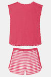 Zivame Varsity Knit Cotton Blend Shorts Set - Pink Stripes — thumbnail 6