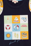 Zivame Beach Party Kids Knit Cotton Knee Length Nightdress - Navy Print — thumbnail 6