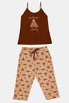Zivame Tropical Animal Print Knit Cotton Capri Set - Peach — thumbnail 5