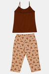 Zivame Tropical Animal Print Knit Cotton Capri Set - Peach — thumbnail 6
