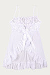 Zivame Lace N Mesh Babydoll With Thong- White — thumbnail 6