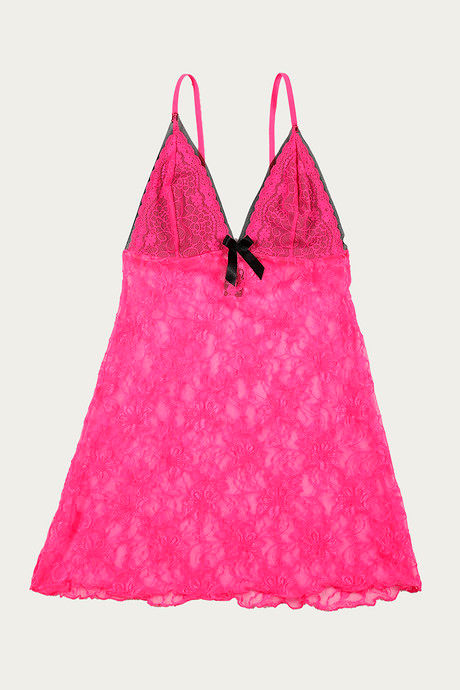 

Zivame Lace N Mesh Babydoll With Thong Neon Pink, Pinks