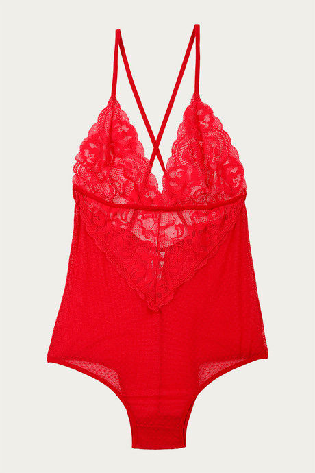 Zivame Lace N Mesh Teddy - Red — image 6