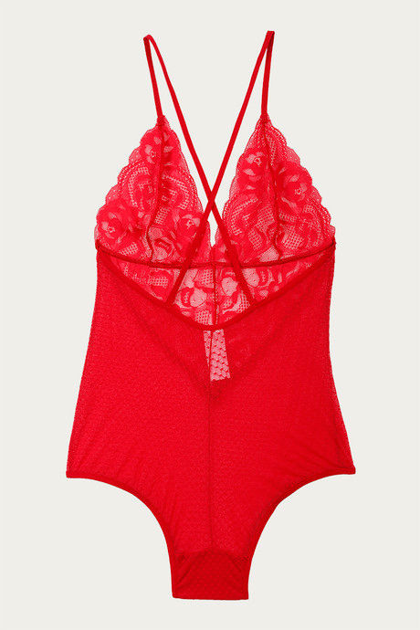 Zivame Lace N Mesh Teddy - Red — image 7
