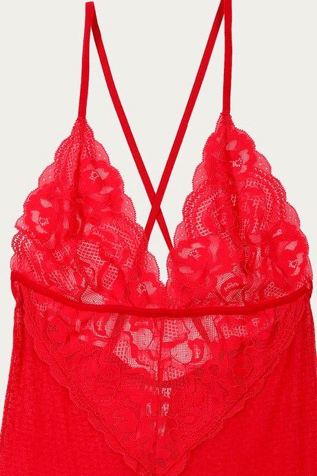 Zivame Lace N Mesh Teddy - Red — image 8