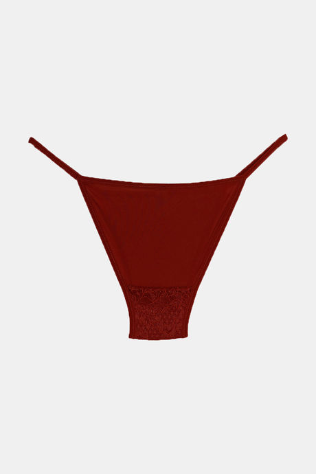 Zivame Lace N Mesh Babydoll With Thong - Merlot — image 7