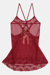 Zivame Lace N Mesh Babydoll With Thong - Ruby Wine — thumbnail 5
