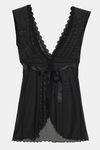 Zivame Lace N Mesh Babydoll With Thong - Black — thumbnail 5
