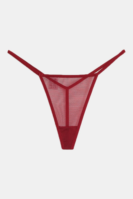 Zivame Lace N Mesh Babydoll With Thong - Ruby Wine — image 7